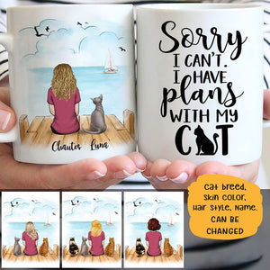 Plan With My Cat Sea View Personalized Mugs