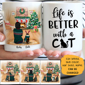 Better With A Cat Christmas Personalized Mugs