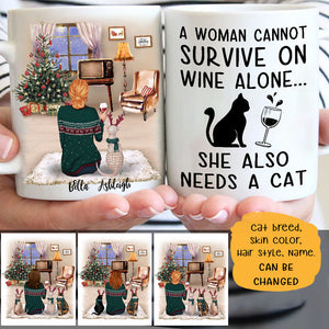 Need Wine And Cat Christmas Personalized Mugs