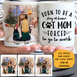 Stay At Home Cat Mom Christmas Personalized Mugs