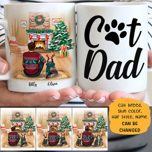 Cat Dad Christmas Personalized Mugs
