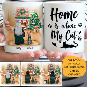 Home Is Where My Cat Is Christmas Personalized Mugs