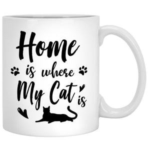Home Is Where My Cat Is Christmas Personalized Mugs