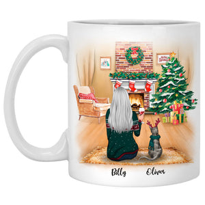 Home Is Where My Cat Is Christmas Personalized Mugs