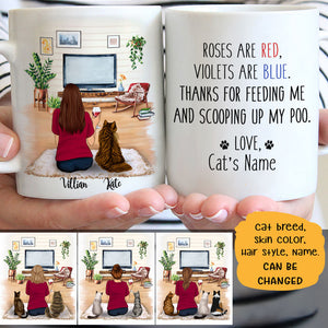 Roses Violets Cat Mom Personalized Mugs