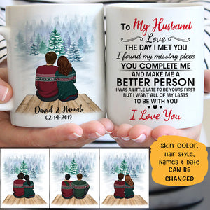 To my husband Love the day I met you quote customized mug, personalized Valentine's Day gift for him