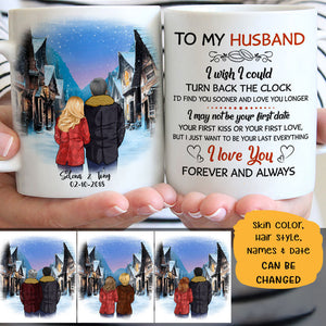 To my husband I wish I could turn back the clock village customized mug, personalized Valentine's Day gift for him