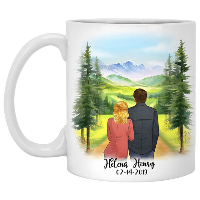 To my husband Love the day I met you mountain customized mug, personalized Valentine's Day gift for him