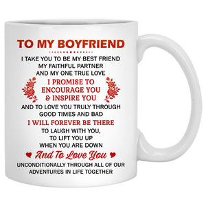 To my boyfriend Promise to encourage you and inspire you village customized mug, personalized Valentine's Day gift for him