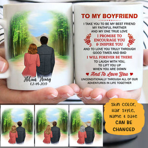 To my boyfriend Promise to encourage you and inspire you spring road customized mug, personalized Valentine's Day gift for him
