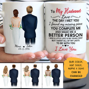 To my husband Love the day I met you wedding Personalized Mugs, Anniversary Gift, Custom Valentine's Day Gift