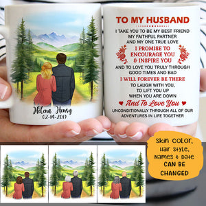 To my husband Promise to encourage you and inspire you mountain customized mug, personalized Valentine's Day gift for him