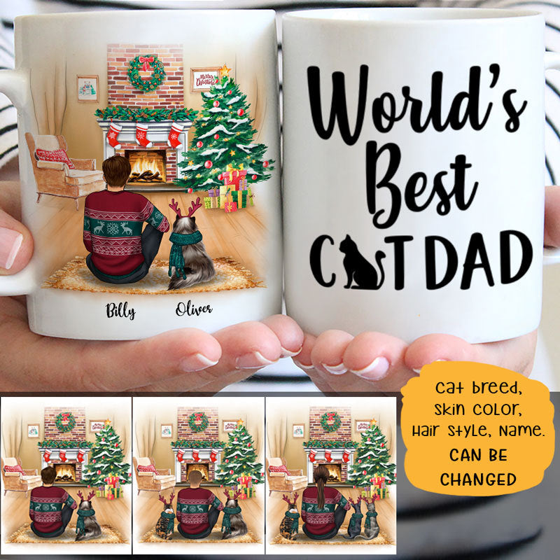 Best Cat Dad Christmas Personalized Mugs