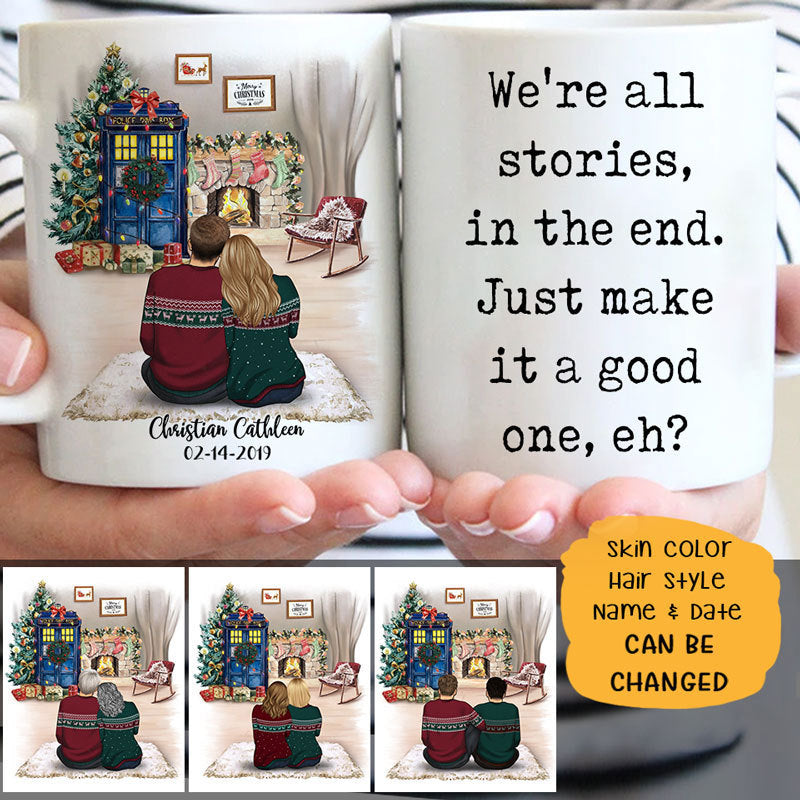 Couple Christmas Phonebox Personalized Coffee Mugs