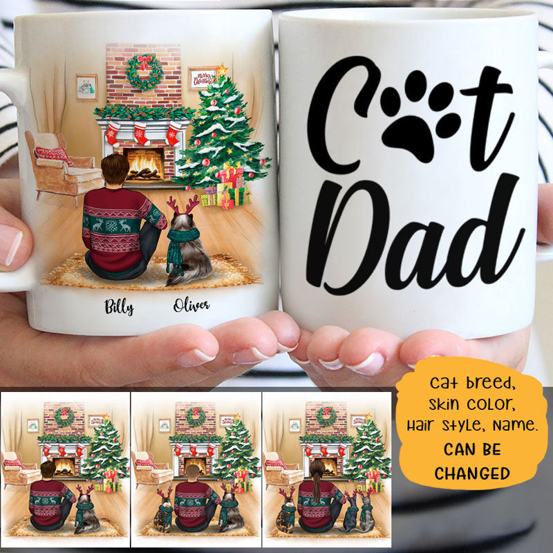 Cat Dad Christmas Personalized Mugs