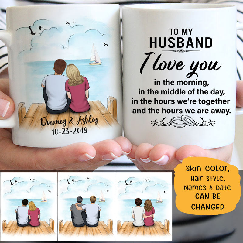 To my husband I love you in the morning quote customized mug, personalized Valentine&#39;s Day gift for him