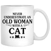 Old Woman With A Cat Personalized Mugs