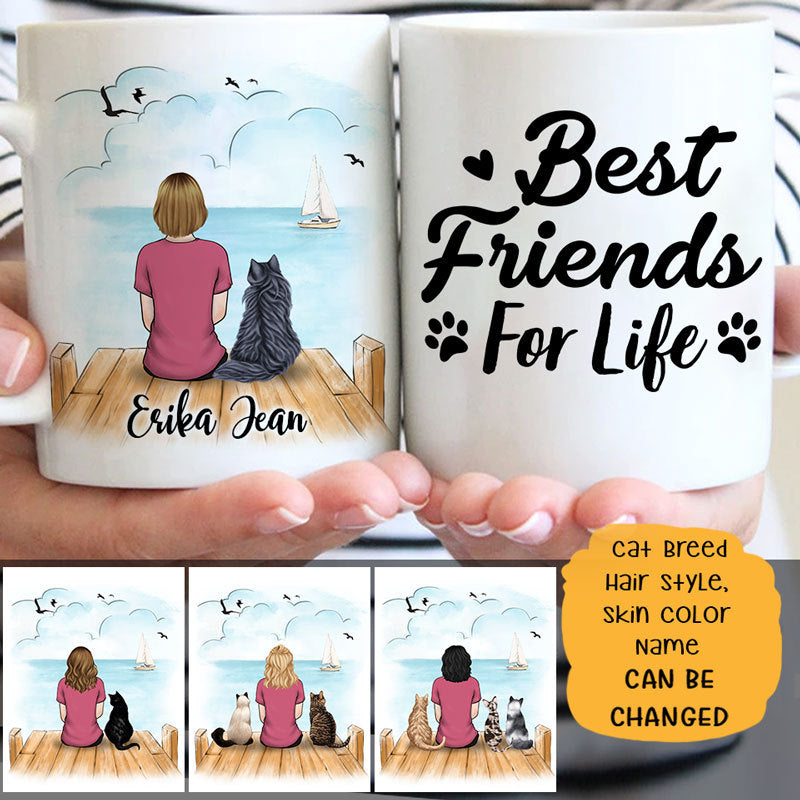 Cat Best Friends For Life Personalized Mugs