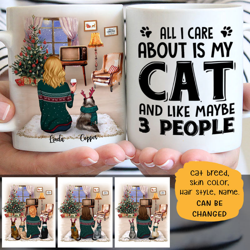 All I Care About Is My Cat Christmas Personalized Mugs