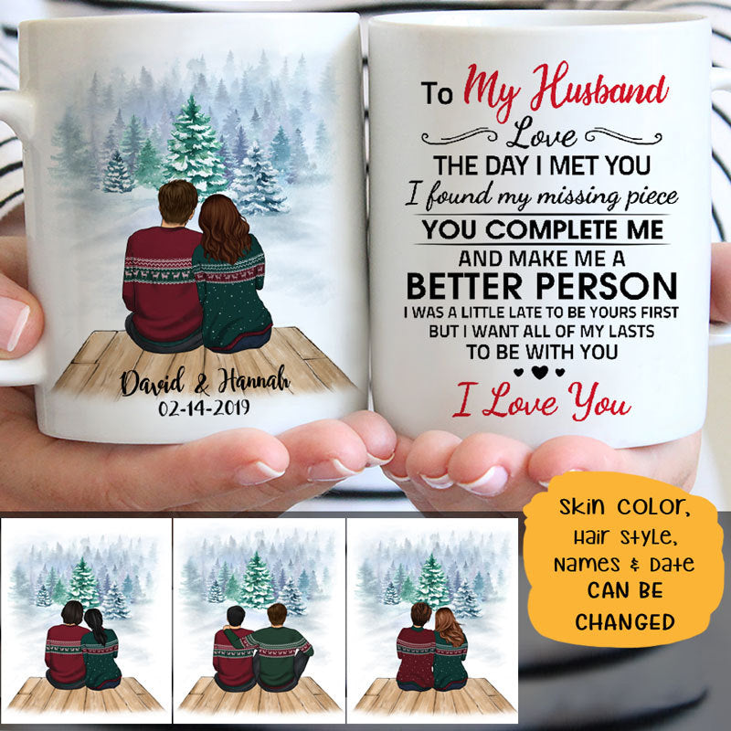To my husband Love the day I met you quote customized mug, personalized Valentine's Day gift for him