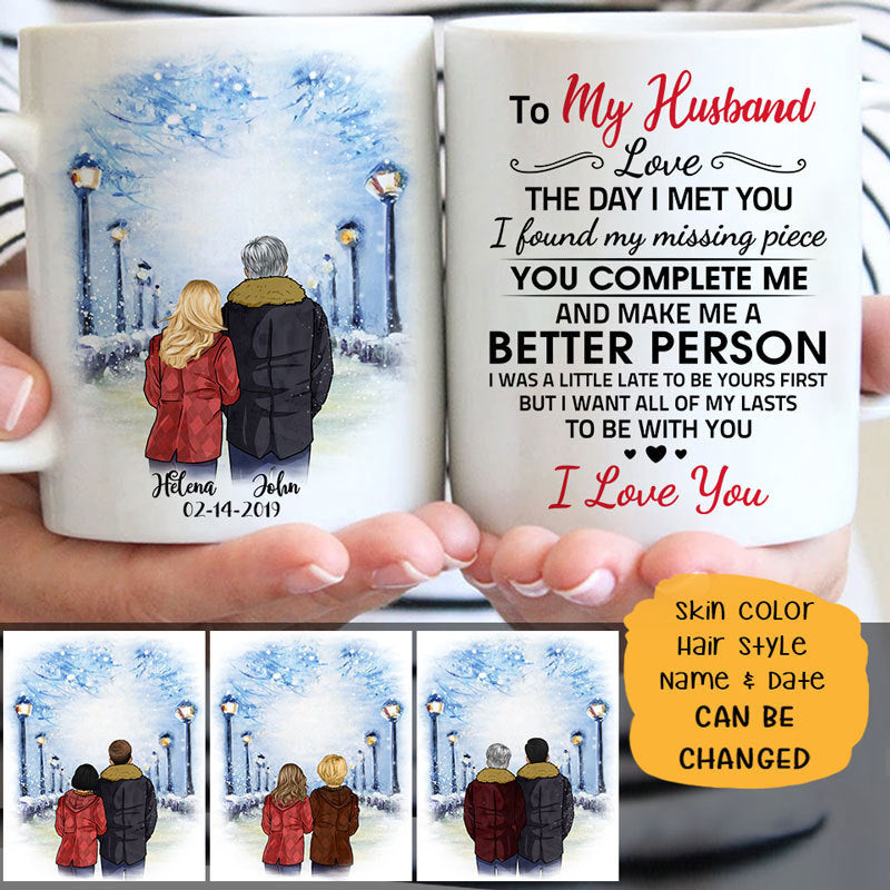 To my husband Love the day I met you quote customized mug, personalized Valentine&#39;s Day gift for him