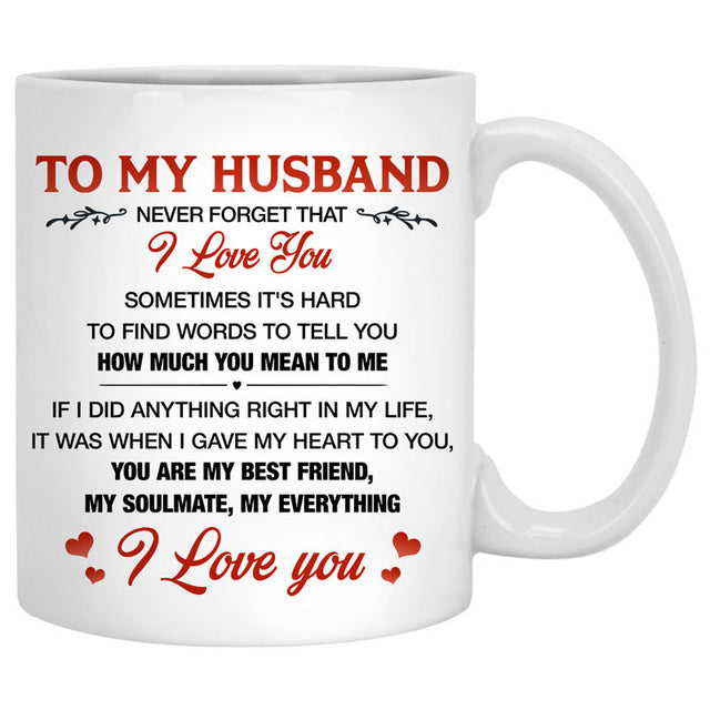 To my husband My best friend My soulmate My Everything quote customized mug, personalized Valentine's Day gift for him