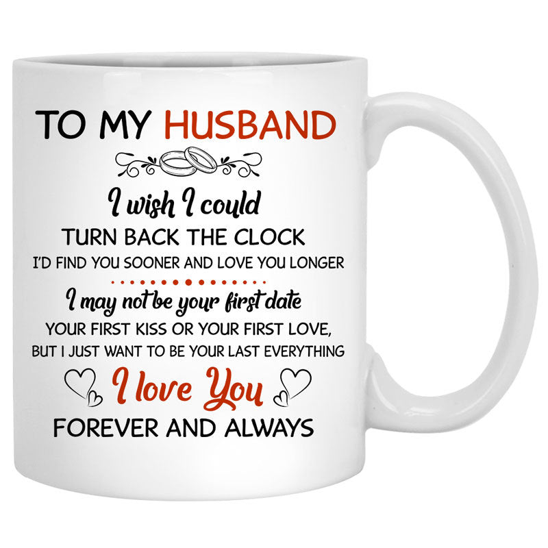 To my husband I wish I could turn back the clock village customized mug, personalized Valentine&#39;s Day gift for him