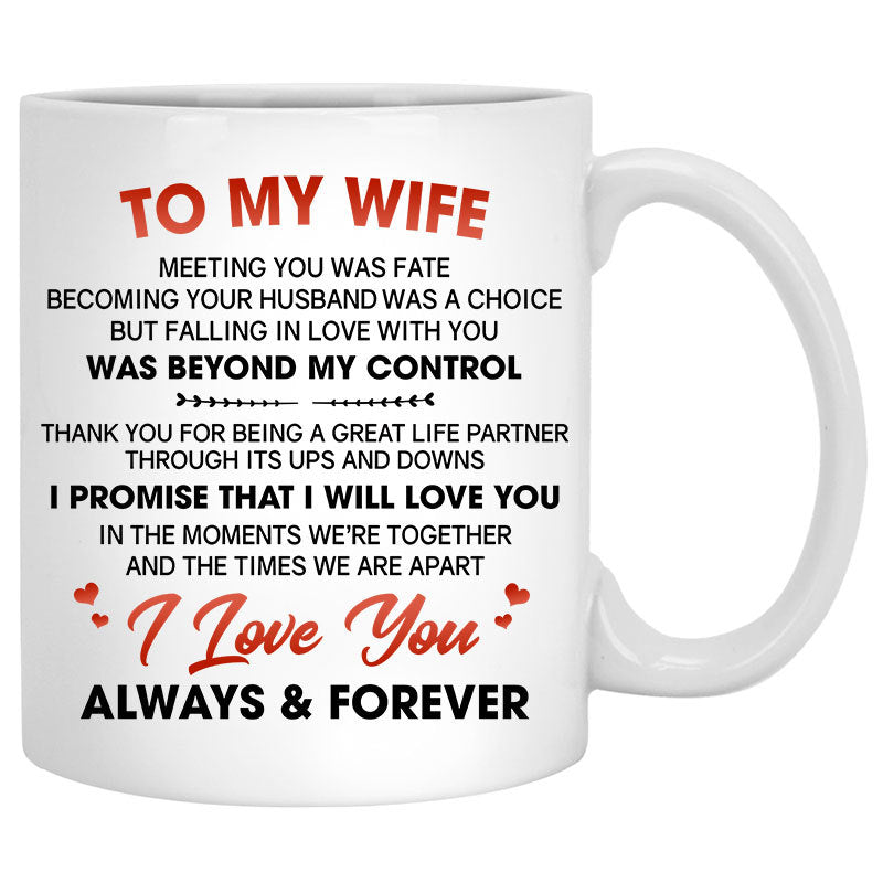 To my wife Falling in love with you was beyond my control quote customized mug, personalized Valentine's Day gift for her
