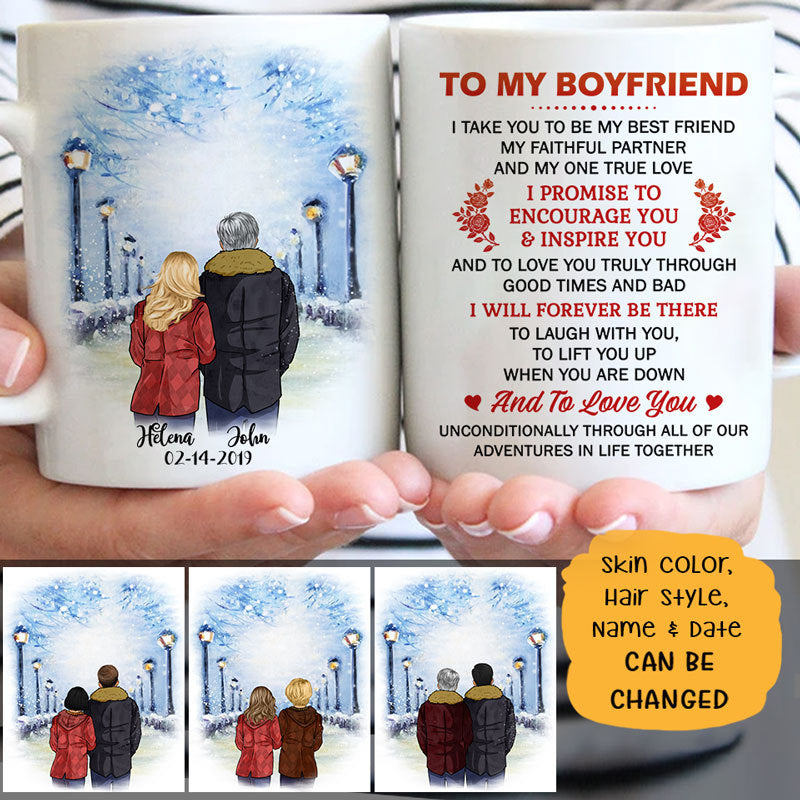 To my boyfriend Promise to encourage you and inspire you street customized mug, personalized Valentine's Day gift for him