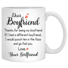 Dear Boyfriend Thank you for being my boyfriend street customized mug, personalized Valentine's Day gift for him
