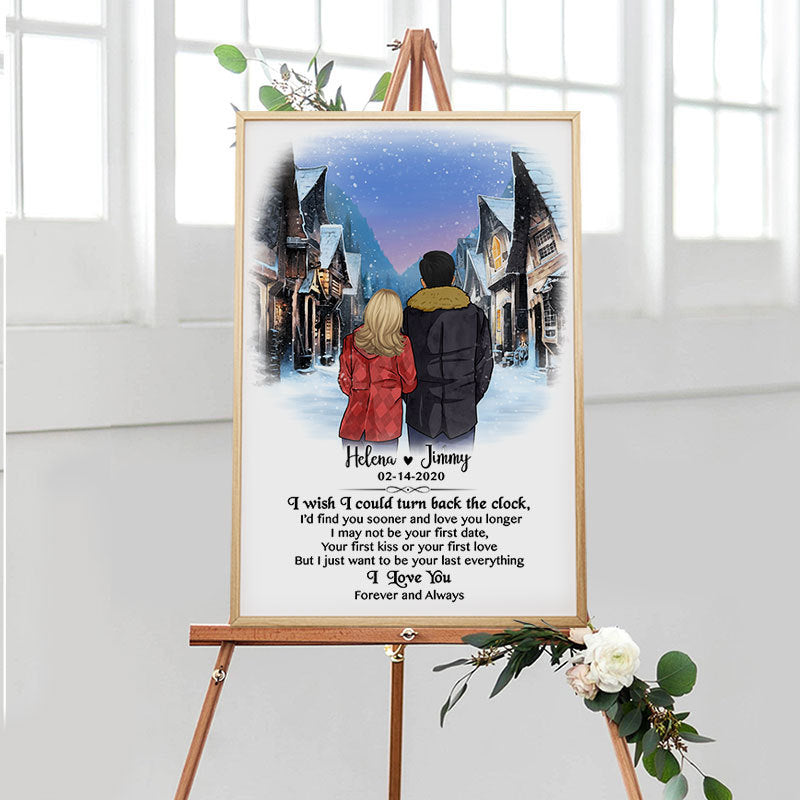 I wish I could turn back the clock village Personalized Poster, Anniversary Gift, Custom Valentine's Day Gift