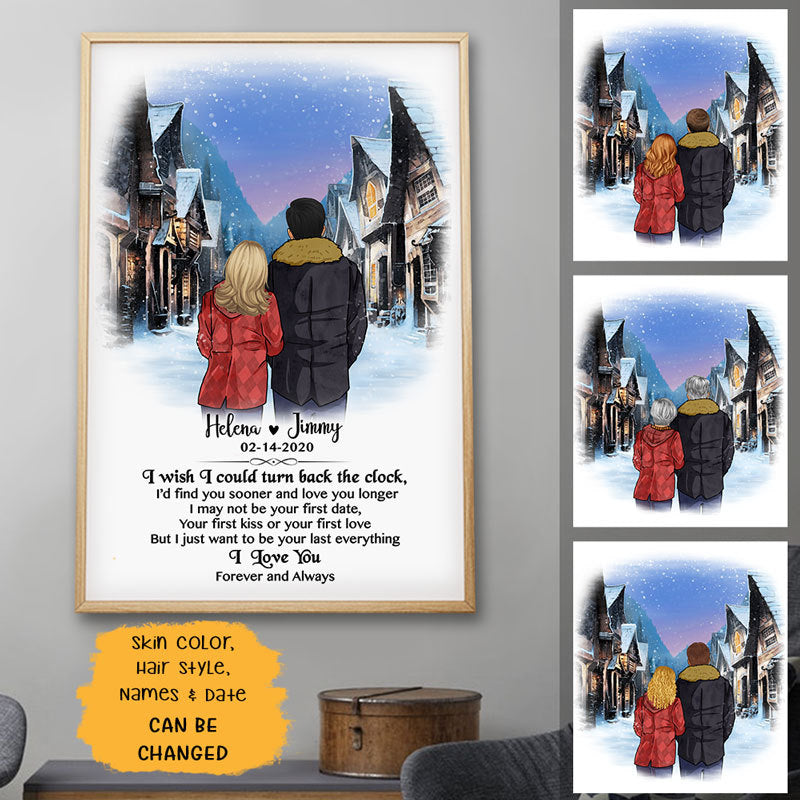 I wish I could turn back the clock village Personalized Poster, Anniversary Gift, Custom Valentine's Day Gift