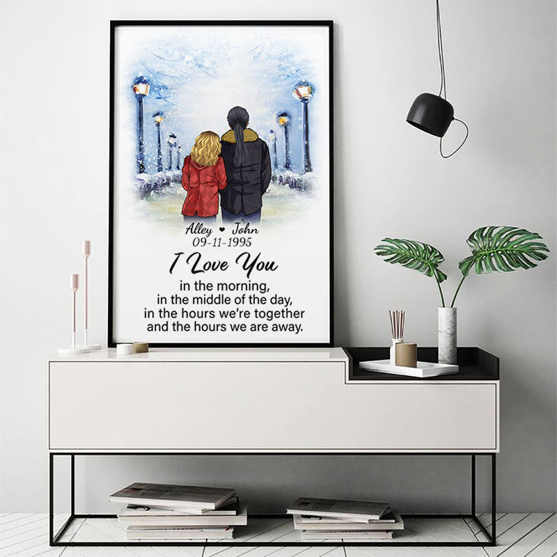 Love you in the morning street Personalized Poster, Anniversary Gift, Custom Valentine's Day Gift
