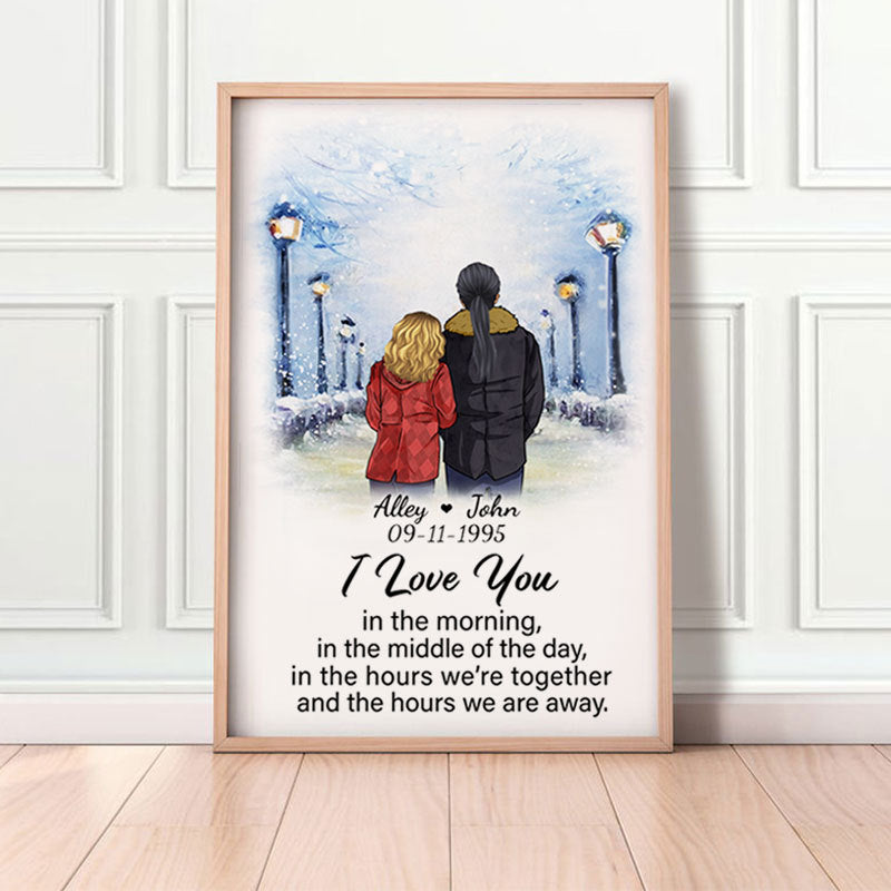 Love you in the morning street Personalized Poster, Anniversary Gift, Custom Valentine's Day Gift