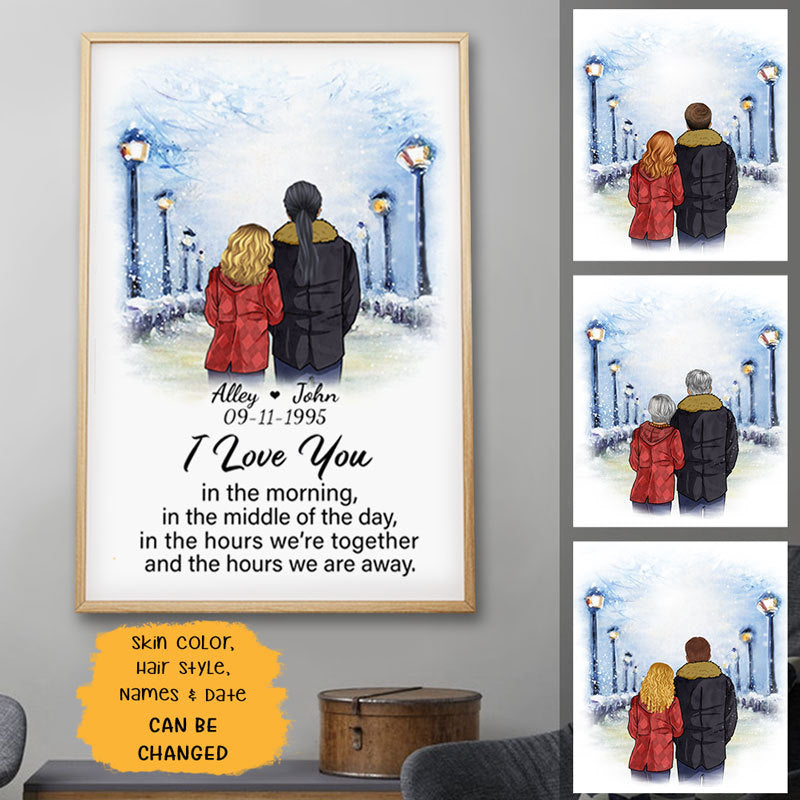 Love you in the morning street Personalized Poster, Anniversary Gift, Custom Valentine's Day Gift