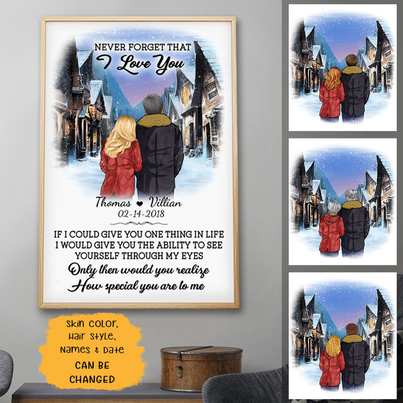 Never forget that I love you village Personalized Poster, Anniversary Gift, Custom Valentine's Day Gift