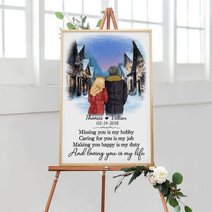 Loving you is my life village Personalized Poster, Anniversary Gift, Custom Valentine's Day Gift