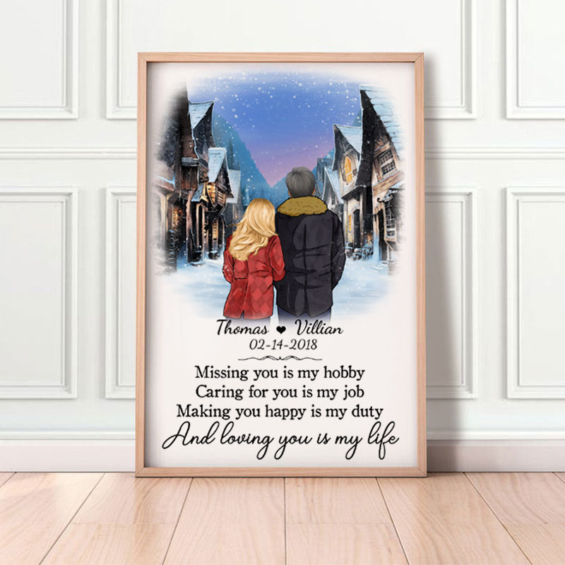 Loving you is my life village Personalized Poster, Anniversary Gift, Custom Valentine's Day Gift
