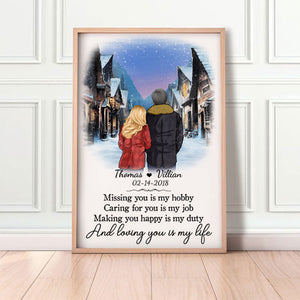Loving you is my life village Personalized Poster, Anniversary Gift, Custom Valentine's Day Gift