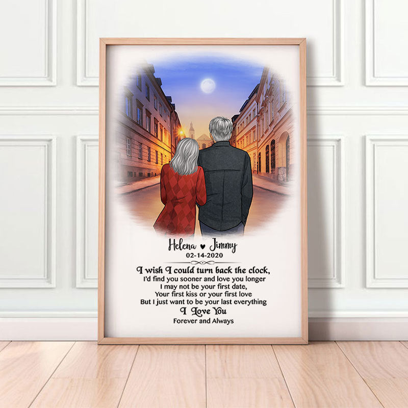 I wish I could turn back the clock city street Personalized Poster, Anniversary Gift, Custom Valentine's Day Gift