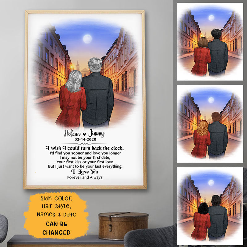 I wish I could turn back the clock city street Personalized Poster, Anniversary Gift, Custom Valentine's Day Gift