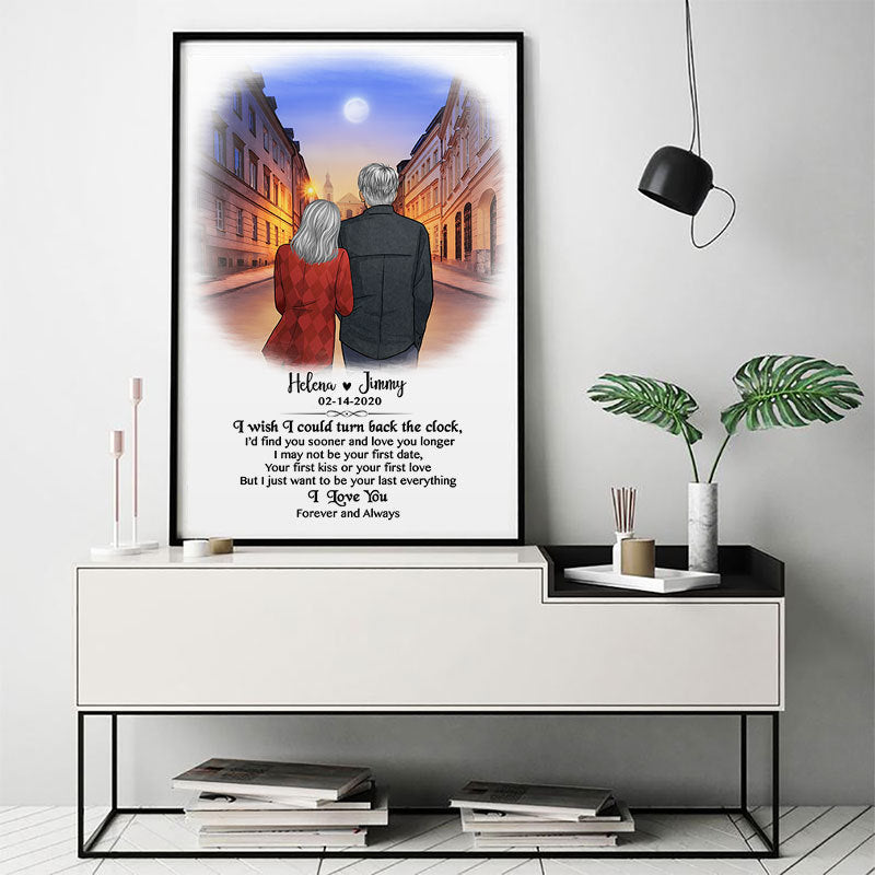 I wish I could turn back the clock city street Personalized Poster, Anniversary Gift, Custom Valentine's Day Gift