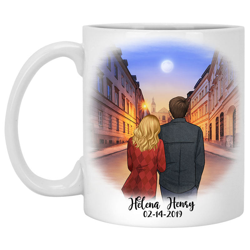 To my husband I wish I could turn back the clock city street customized mug, personalized Valentine's Day gift for him