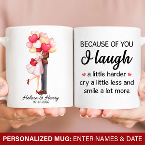 Because of you Personalized Valentine's Day Mugs, Gift for Him