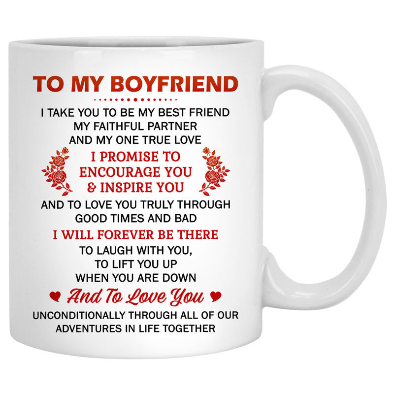 To my boyfriend Promise to encourage you and inspire you mountain customized mug, personalized Valentine's Day gift for him