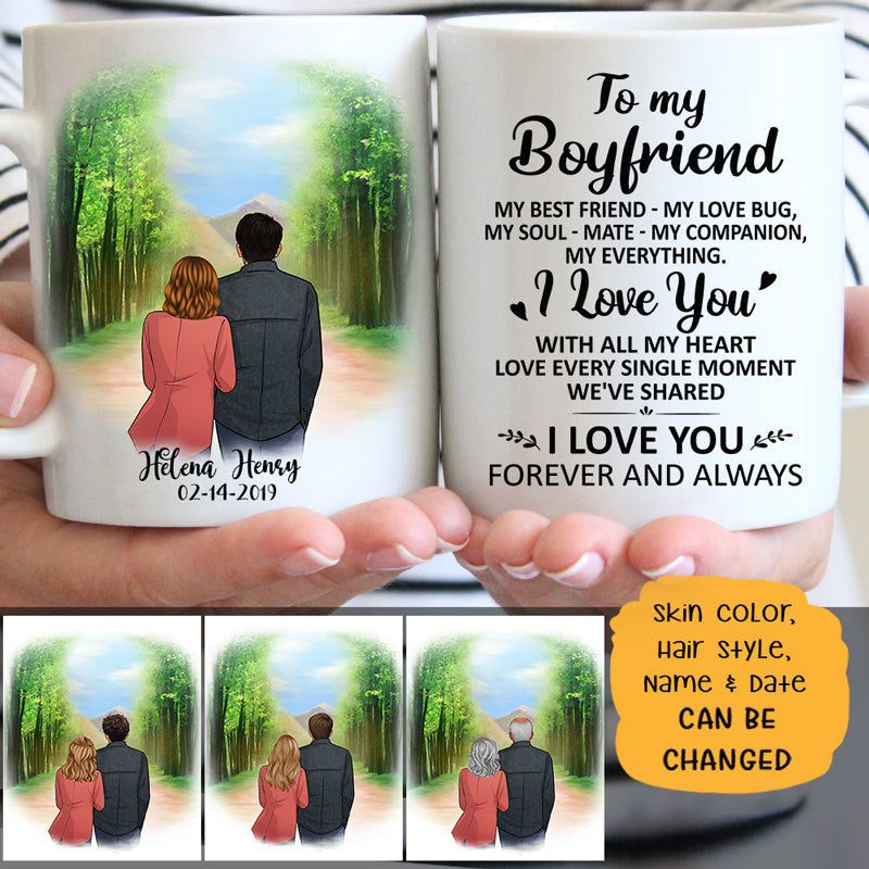 To my boyfriend My best friend My love bug spring road customized mug, personalized Valentine's Day gift for him