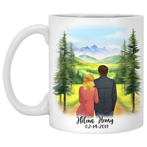 To my husband I wish I could turn back the clock mountain customized mug, personalized Valentine's Day gift for him