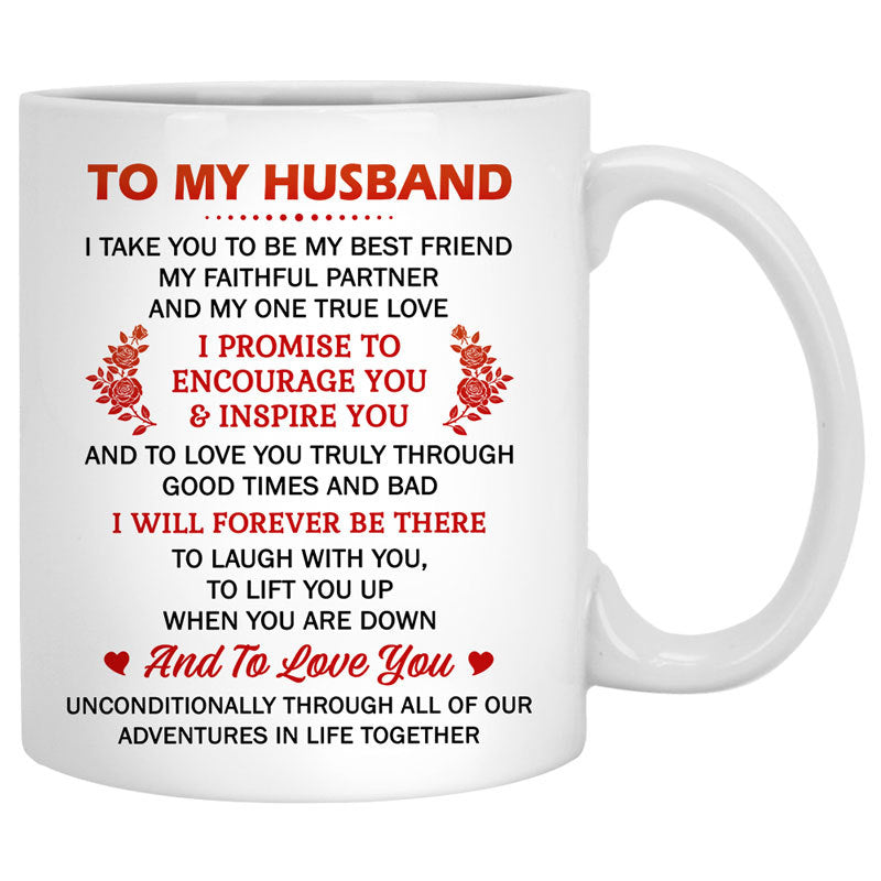 To my husband Promise to encourage you and inspire you mountain customized mug, personalized Valentine's Day gift for him