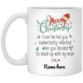 Merry Christmas from Inherited Kid Personalized Mug Holiday Design, Custom Gift for Step Dad, Step Father's Gift