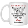 Mother-in-law thanks for not selling my Wife Personalized Coffee Mugs